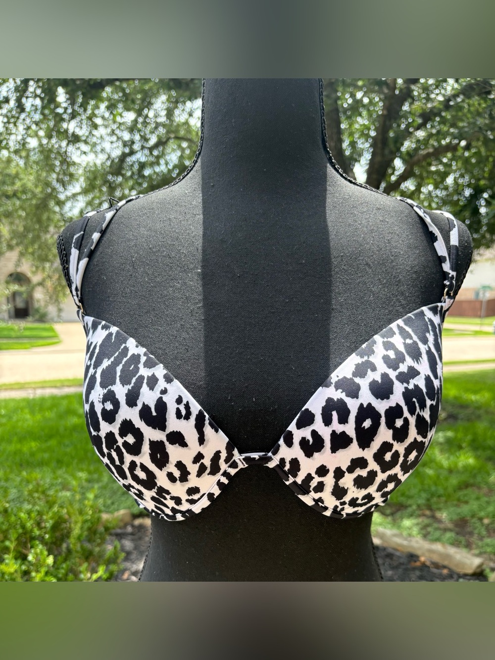 Victoria's Secret Black & White Leopard Bikini Top